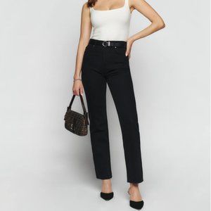 Reformation Cynthia High Rise Straight Jeans, black, S 27